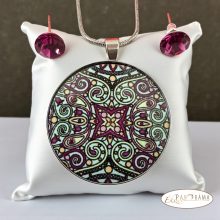 Swanis® kristály nemesacél szett - Crysteel  zöld-fuxia vintage