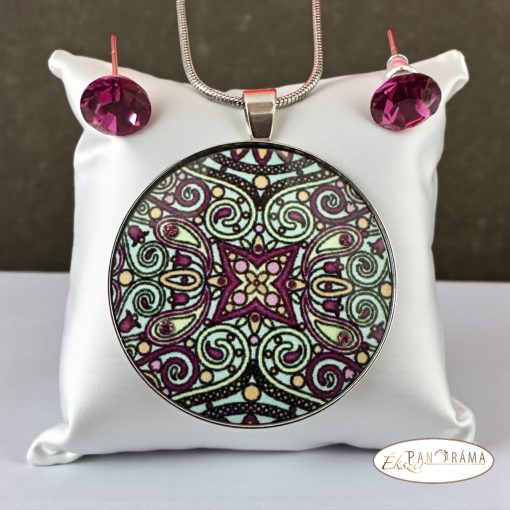 Swanis® kristály nemesacél szett - Crysteel  zöld-fuxia vintage