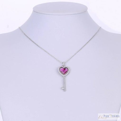 Swaro kristályos ródiumos szett - Key pink