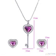 Swaro kristályos ródiumos szett - Key pink