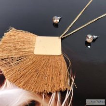 Eredeti Swanis® kristállyal készült fülbevaló  legyezős lánccal - Arany-barna