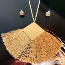 Eredeti Swanis® kristállyal készült fülbevaló  legyezős lánccal - Arany-barna