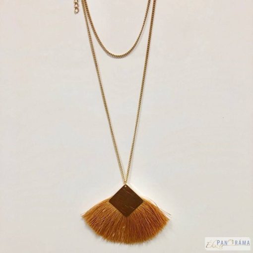 Eredeti Swanis® kristállyal készült fülbevaló  legyezős lánccal - Arany-barna