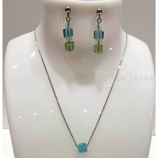 Berns® kocka alakú kristályos  fülbevaló  - Liliana