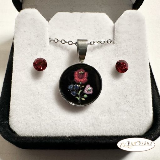 Swanis® kristályos szett- Kalocsai- fekete S