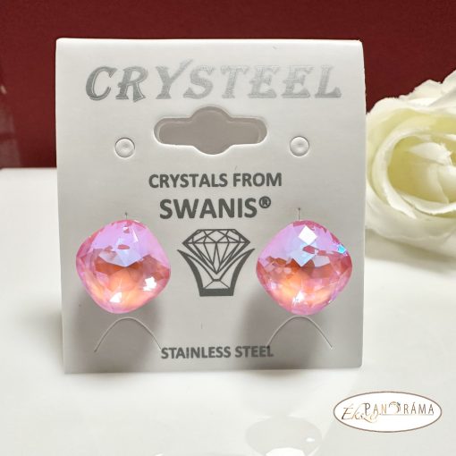 Swanis® párna kristállyal készült fülbevaló- Light rose MI opál 8 mm