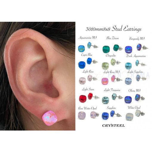 Swanis® párna kristállyal készült beszúrós fülbevaló -   light turquoise 8