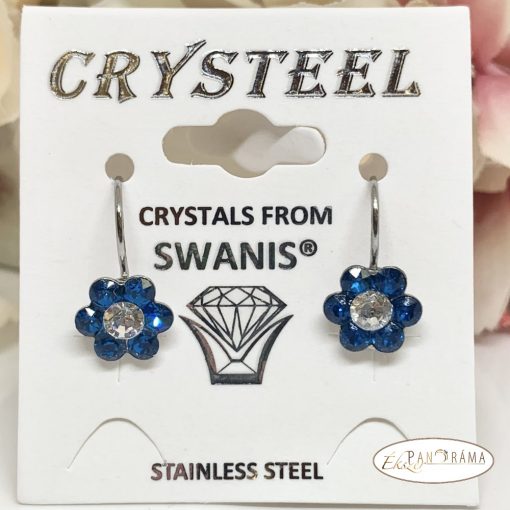 SWANIS® kristállyal készült francia kapcsos fülbevaló- Flower blue