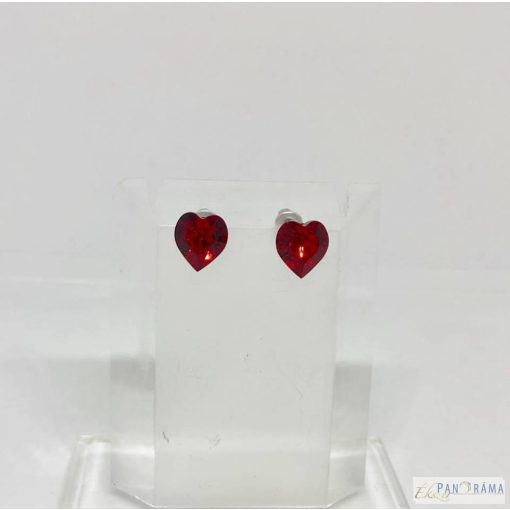 Swanis® kristályos beszúrós fülbevaló piros szív 9 mm