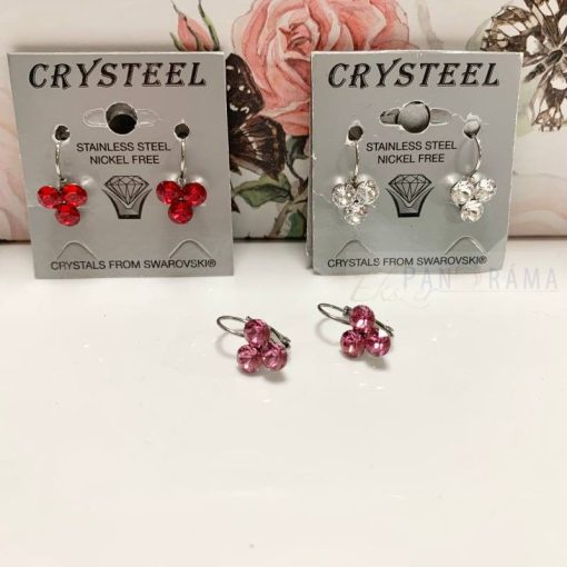 Swanis®  kristályos francia kapcsos fülbevaló - Lina pink