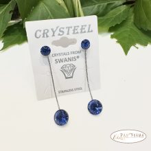Swanis®eredeti kristályos, beszúrós, lógós fülbevaló - Eden Blue