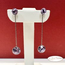 Swanis®eredeti kristályos, beszúrós, lógós fülbevaló - Eden Violet