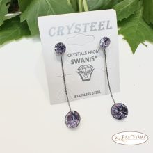 Swanis®eredeti kristályos, beszúrós, lógós fülbevaló - Eden Violet
