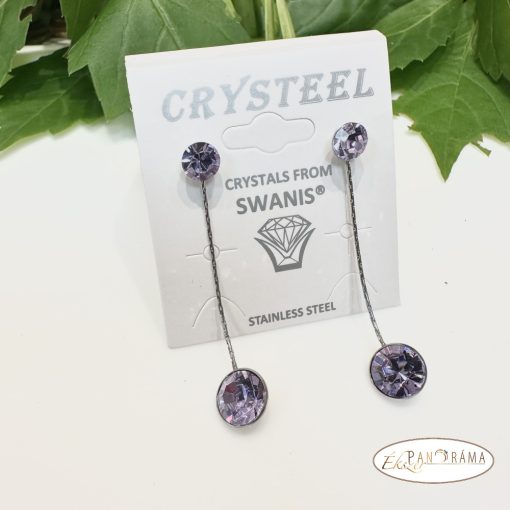 Swanis®eredeti kristályos, beszúrós, lógós fülbevaló - Eden Violet