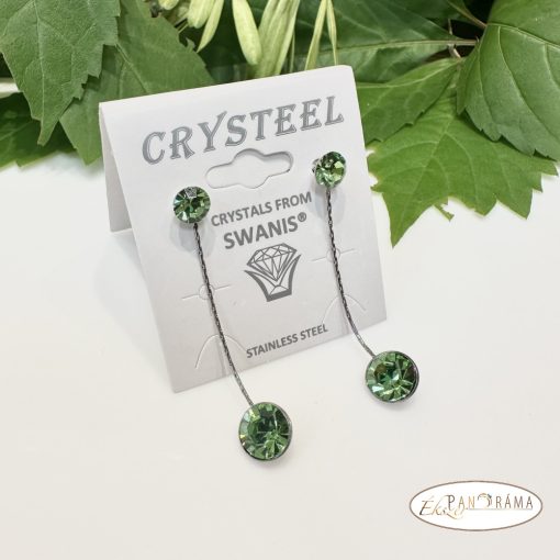 Swanis®eredeti kristályos, beszúrós, lógós fülbevaló - Eden Green