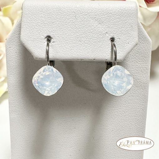 Antiallergén, Swanis® párna kristályos francia kapcsos fülbevaló - Lili white opal 10