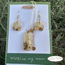 Kézműves, egyedi fülbevaló és medálos lánc szettben - Poligon