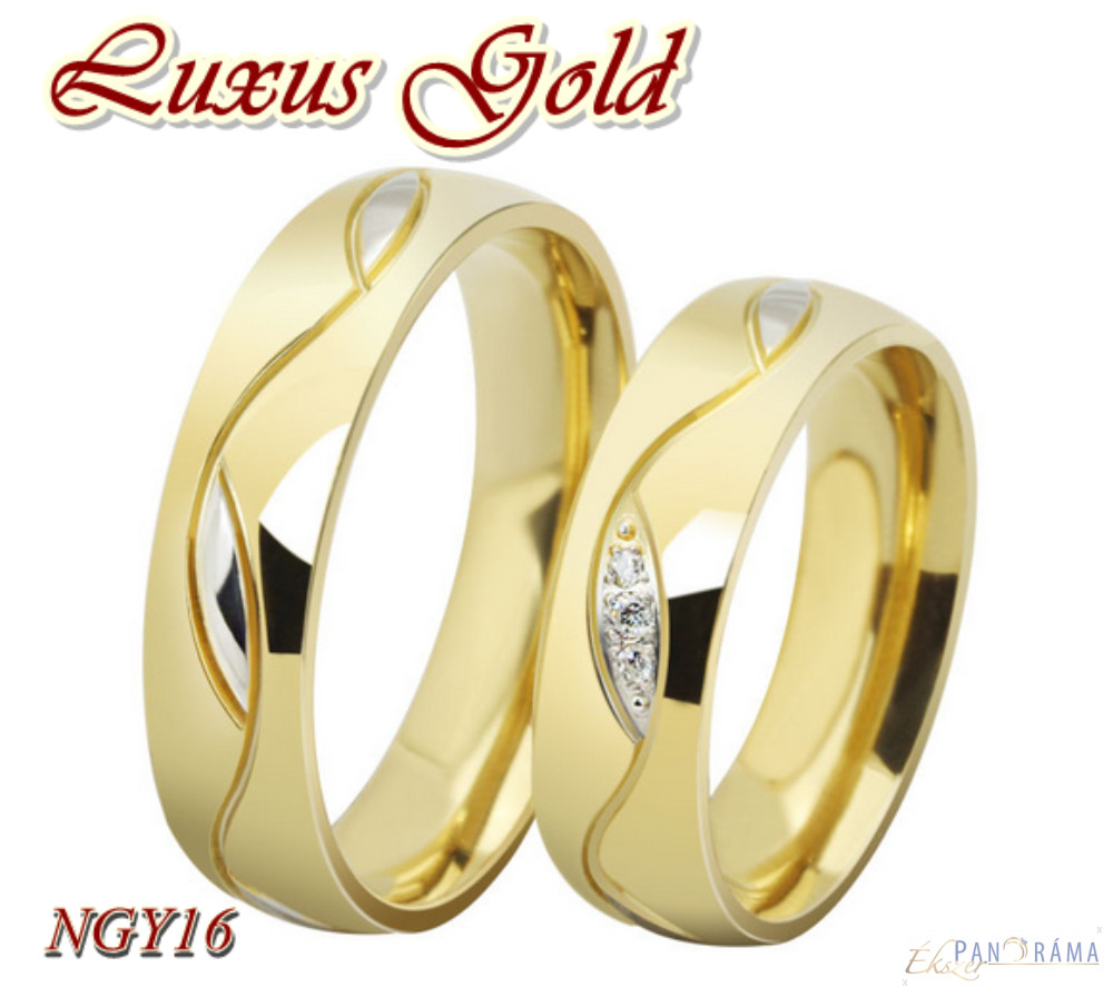 Nemesacél kő nélküli karika gyűrű luxus gold 