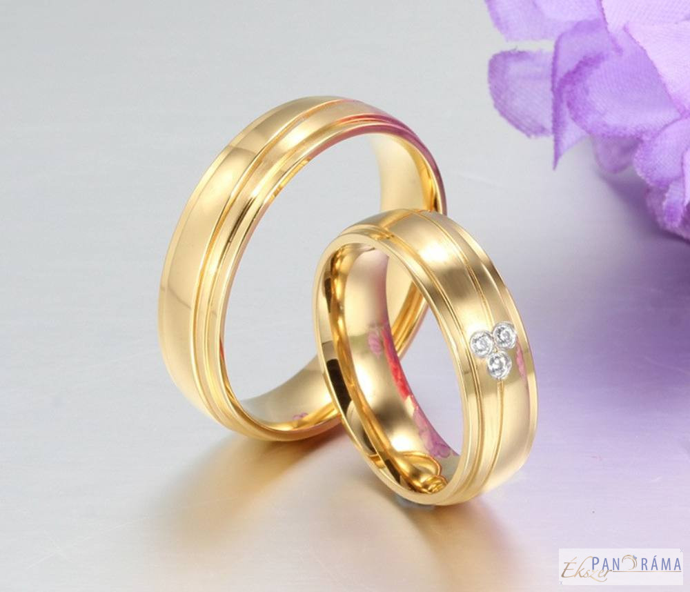 Nemesacél kő nélküli karika gyűrű Elegant gold 